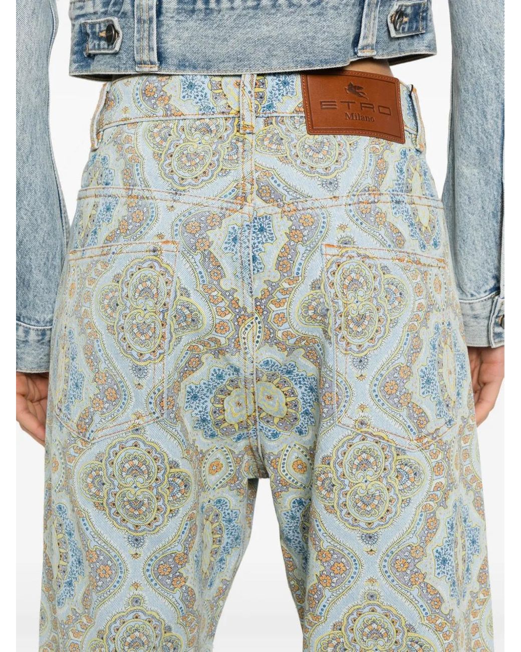 Vaqueros Rectos Con Estampado De Cachemira Etro de hombre de color Blue