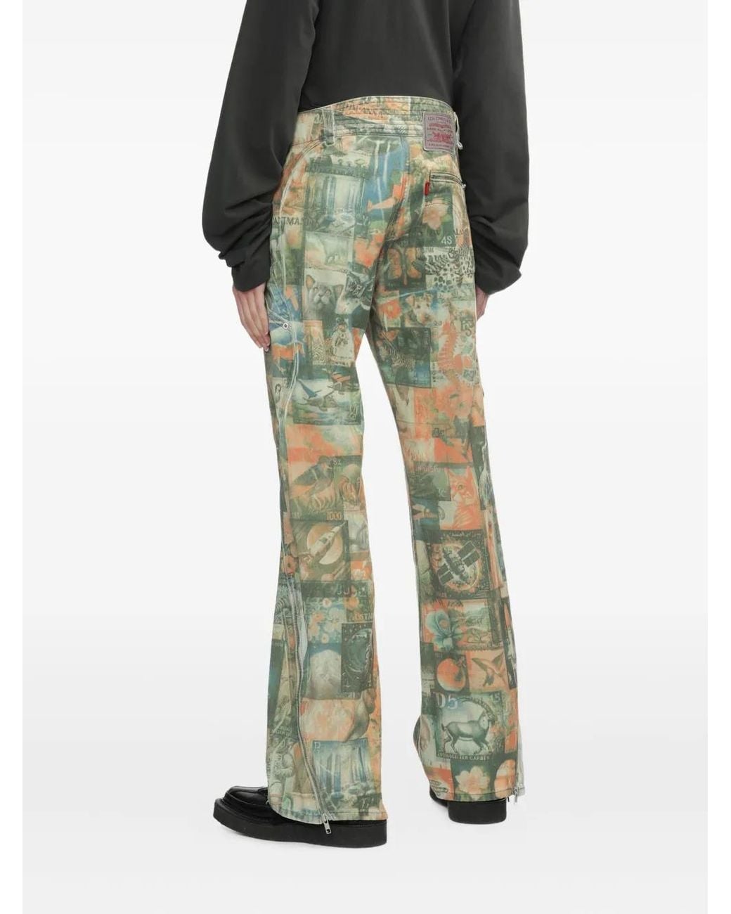 Kiko Kostadinov Green Zip Printed Jeans