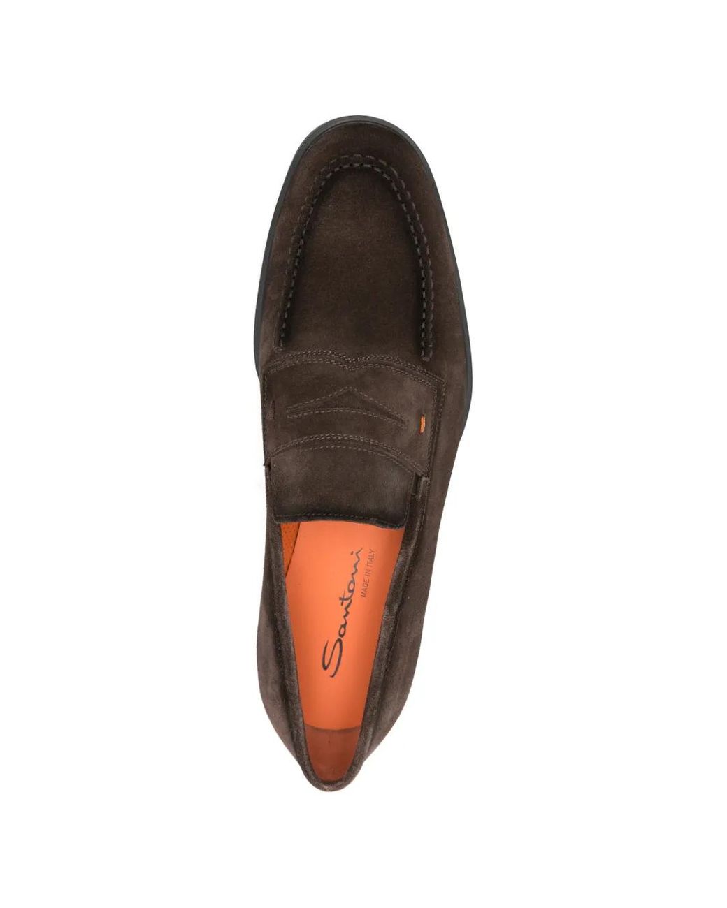 Santoni Brown Easy Loafers for men
