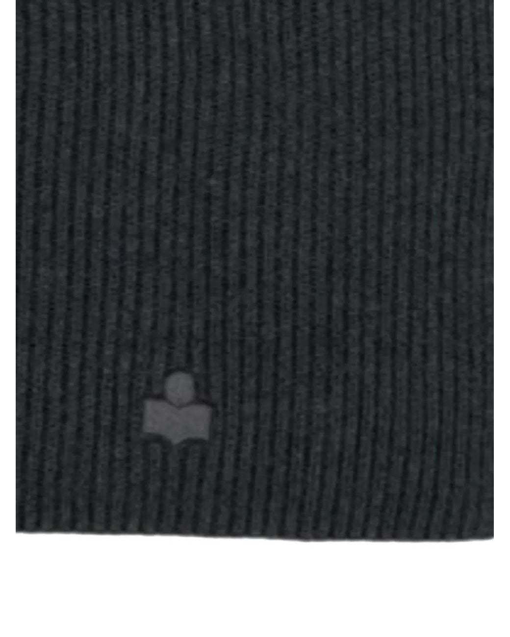 Isabel Marant Black Logo-Patch Scarf