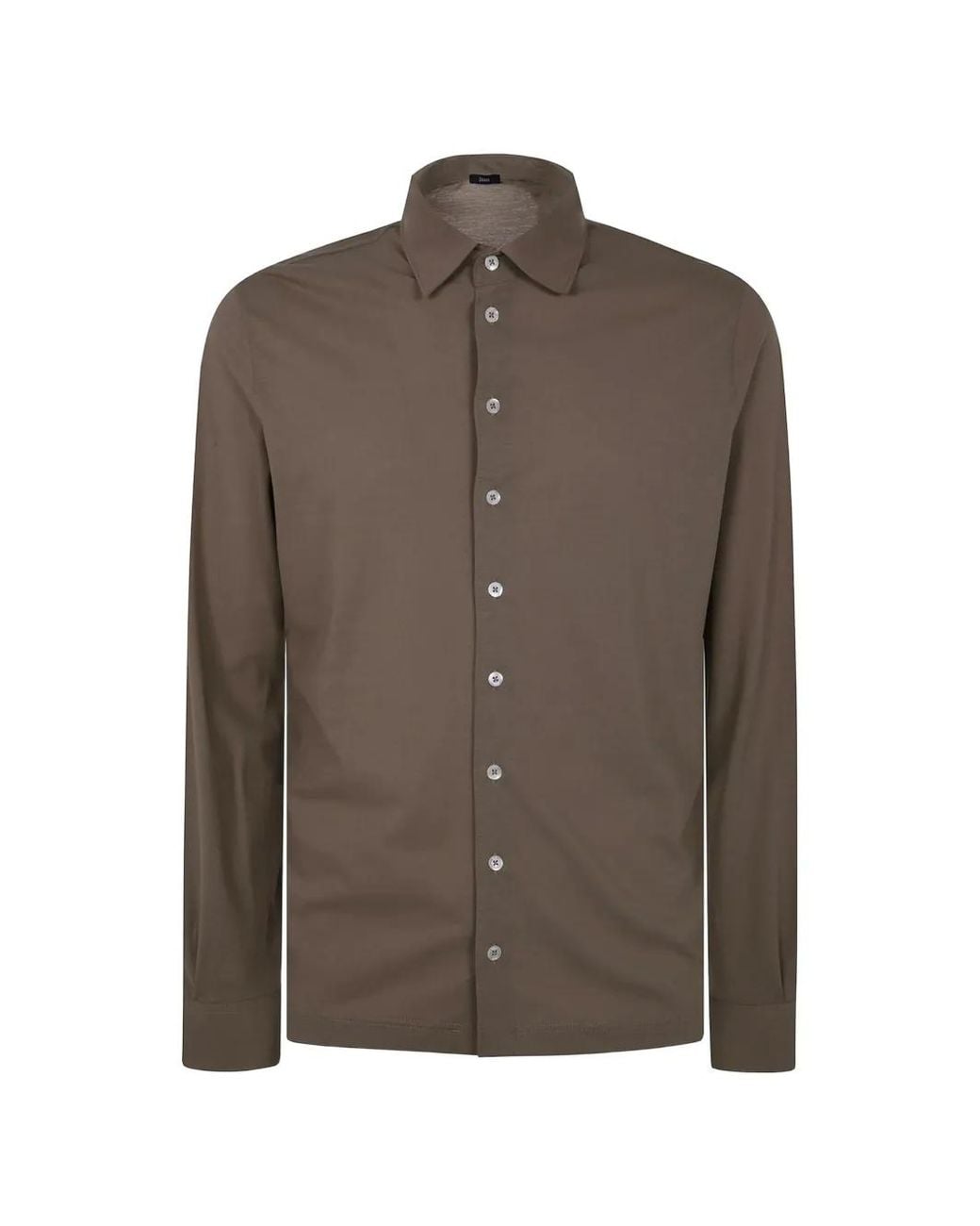 Herno Brown Long-Sleeve Cotton Shirt for men