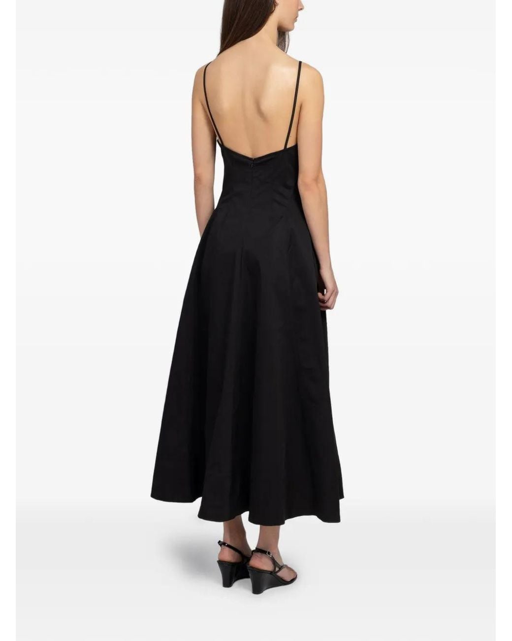 St. Agni Black Spaghetti-Strap V-Neck Dress