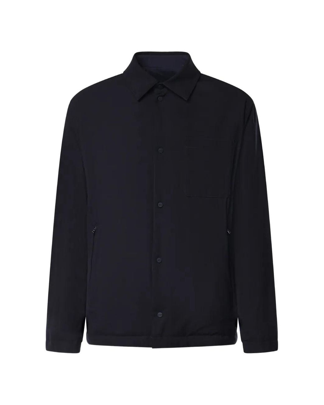Herno Blue Shacket Padded Chest-Pocket Shirt for men
