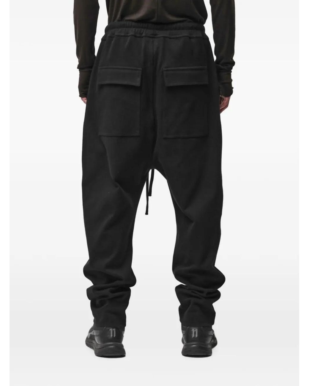 Thom Krom Black Drawstring Drop-Crotch Trousers for men