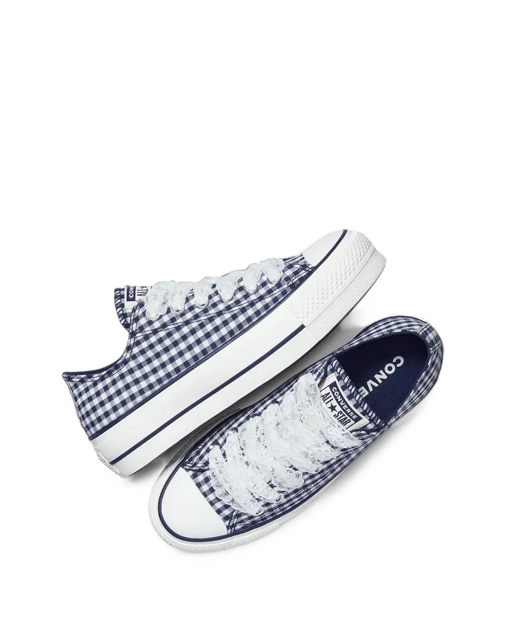 Converse White Chuck Taylor Lift Platform Gingham Sneakers