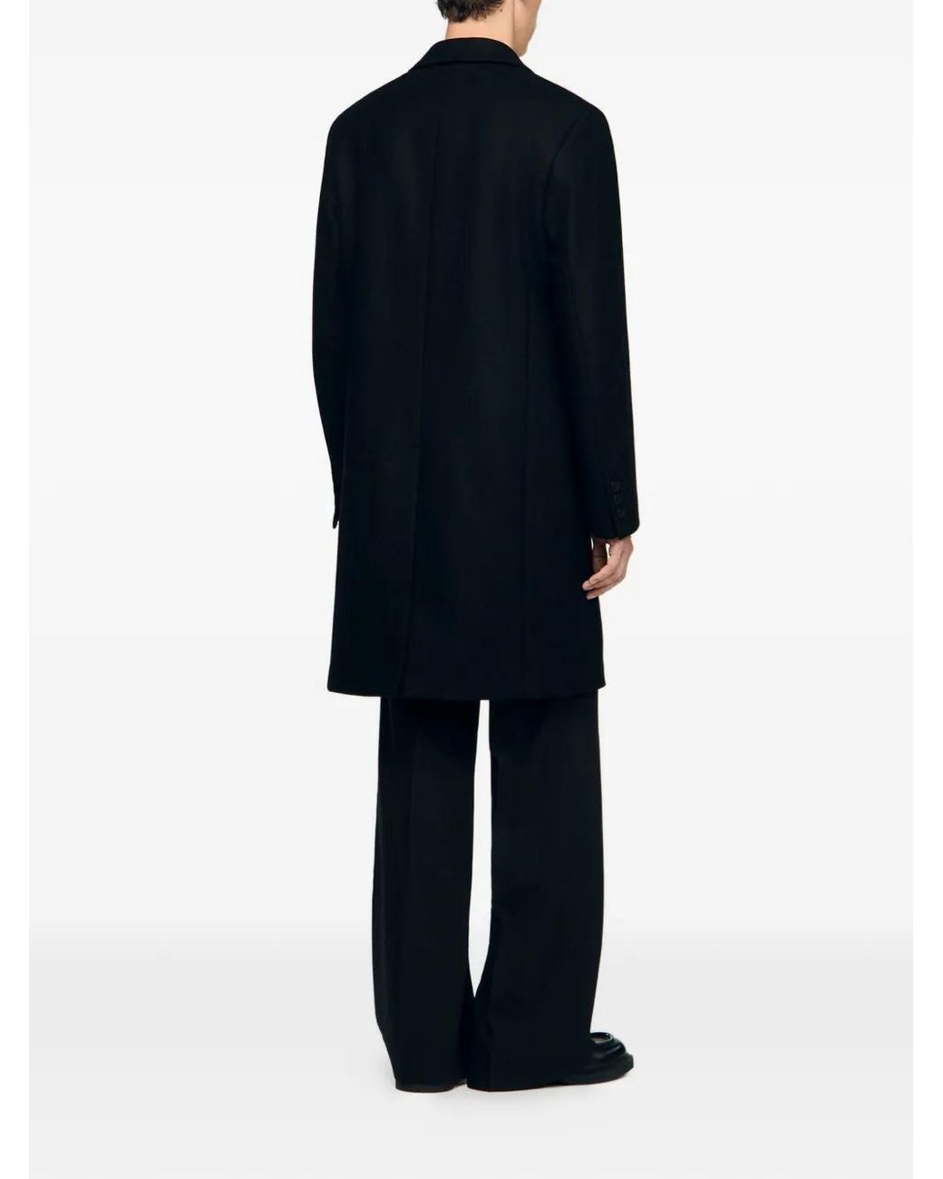 Sandro Blue Manteau Boutonné À Empiècements Matelassés for men