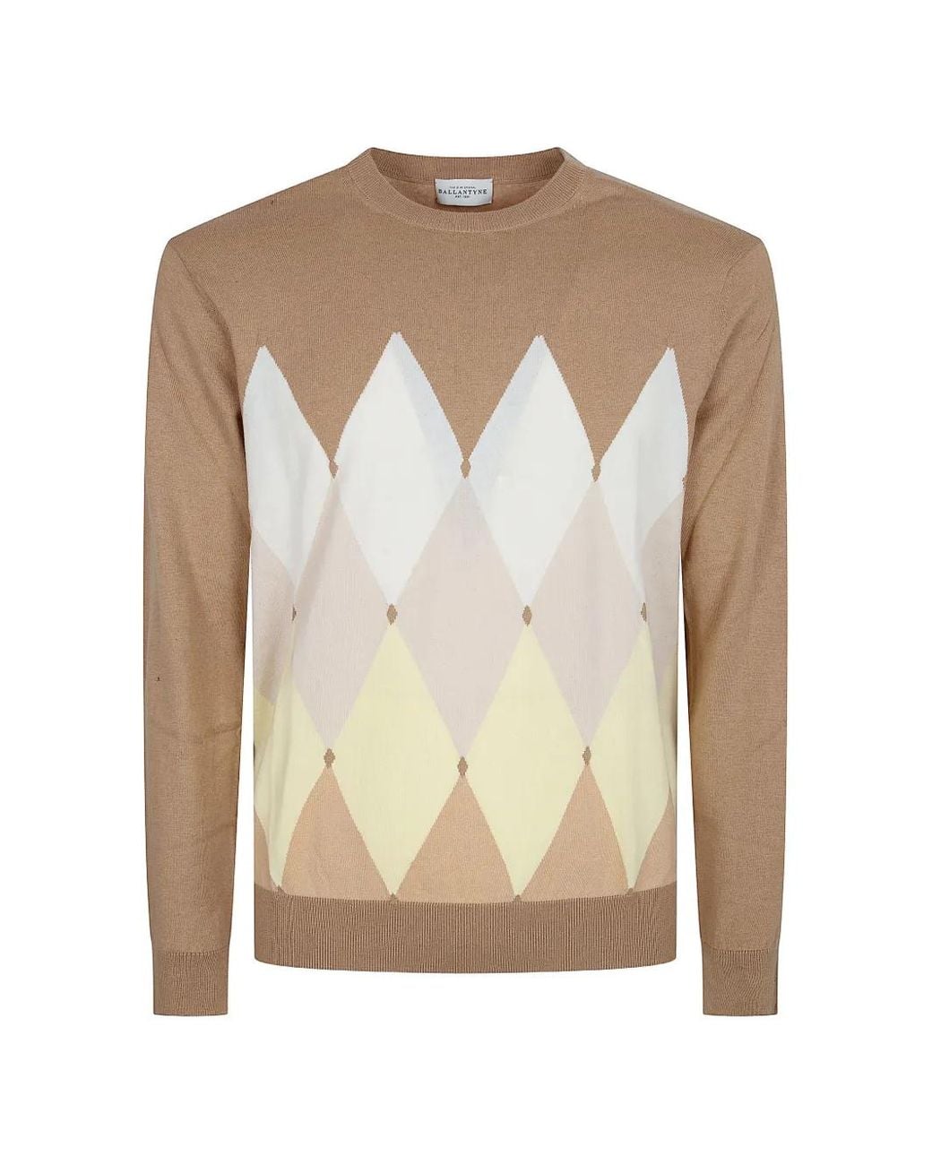 Ballantyne Natural Argyle Crew-Neck Sweater for men