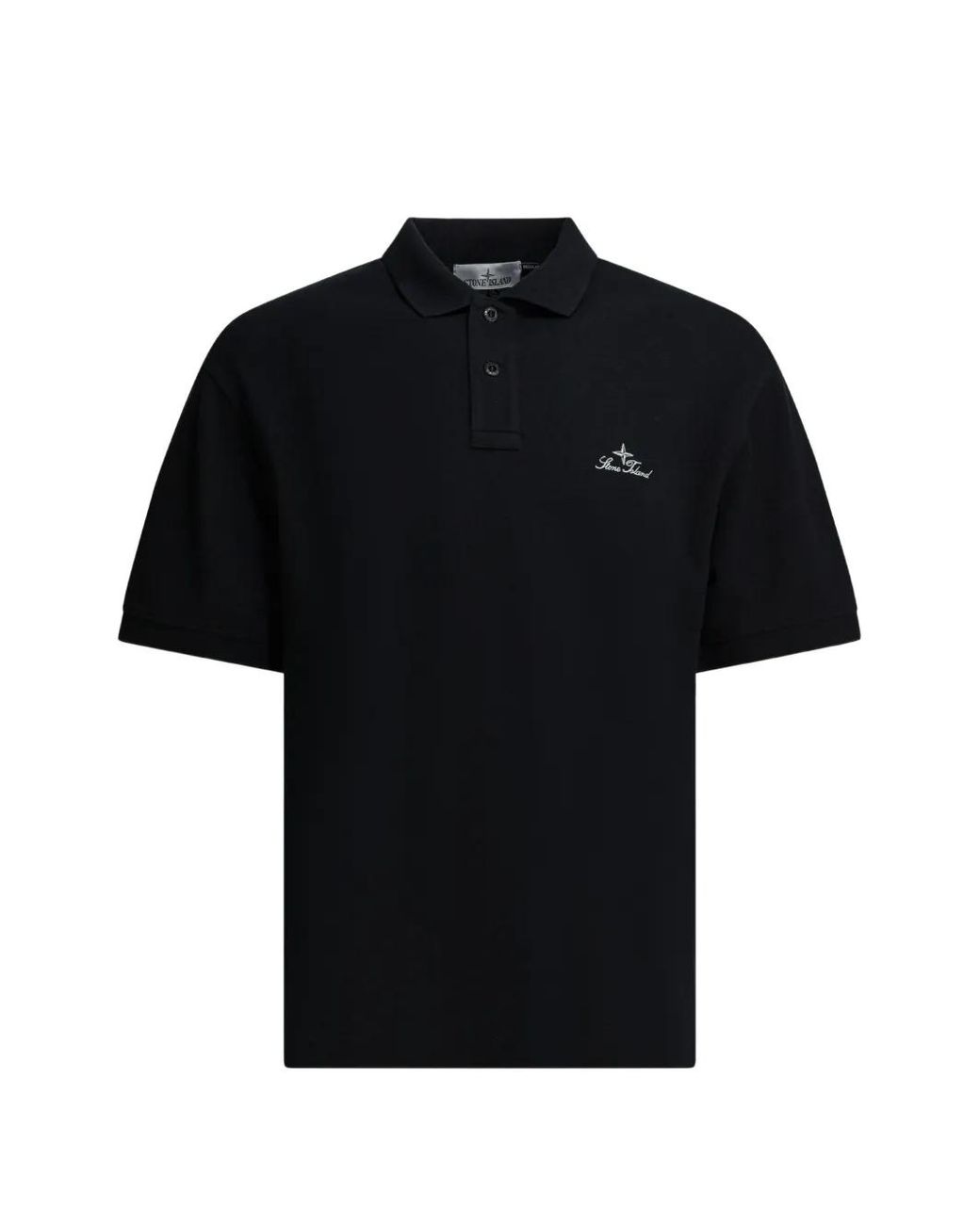 Stone Island Black 2200001 50/2 Organic Cotton Piqué Polo Shirt for men