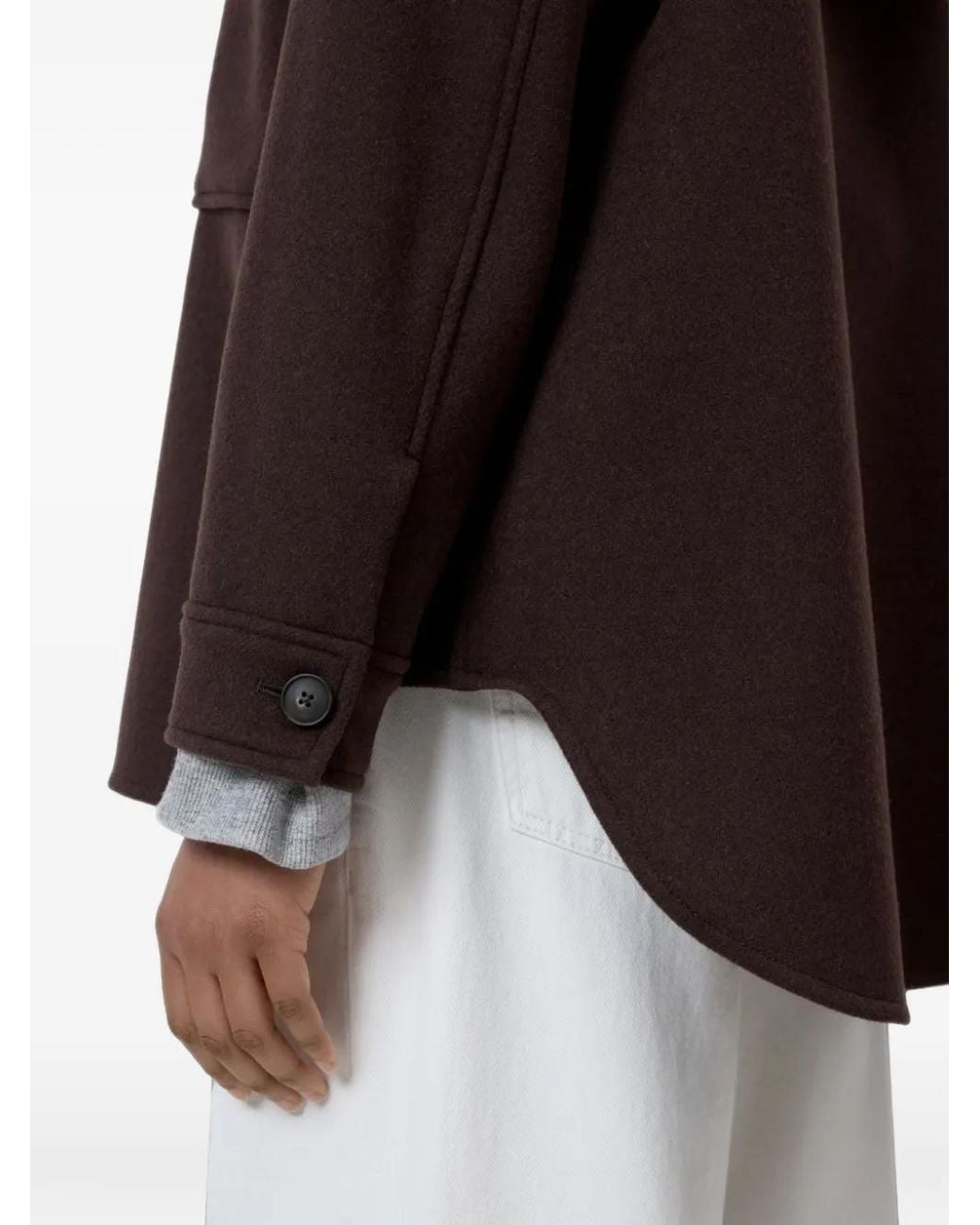 Closed Purple Spread-Collar Oversized Jacket