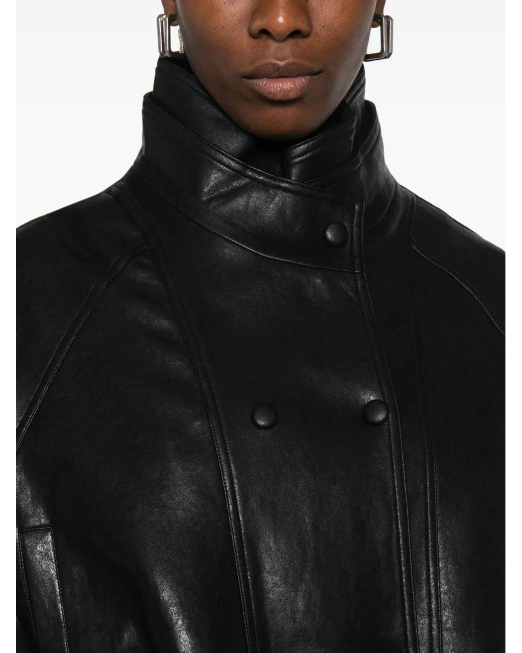 ELEH Black Veste Croisée En Cuir Artificiel