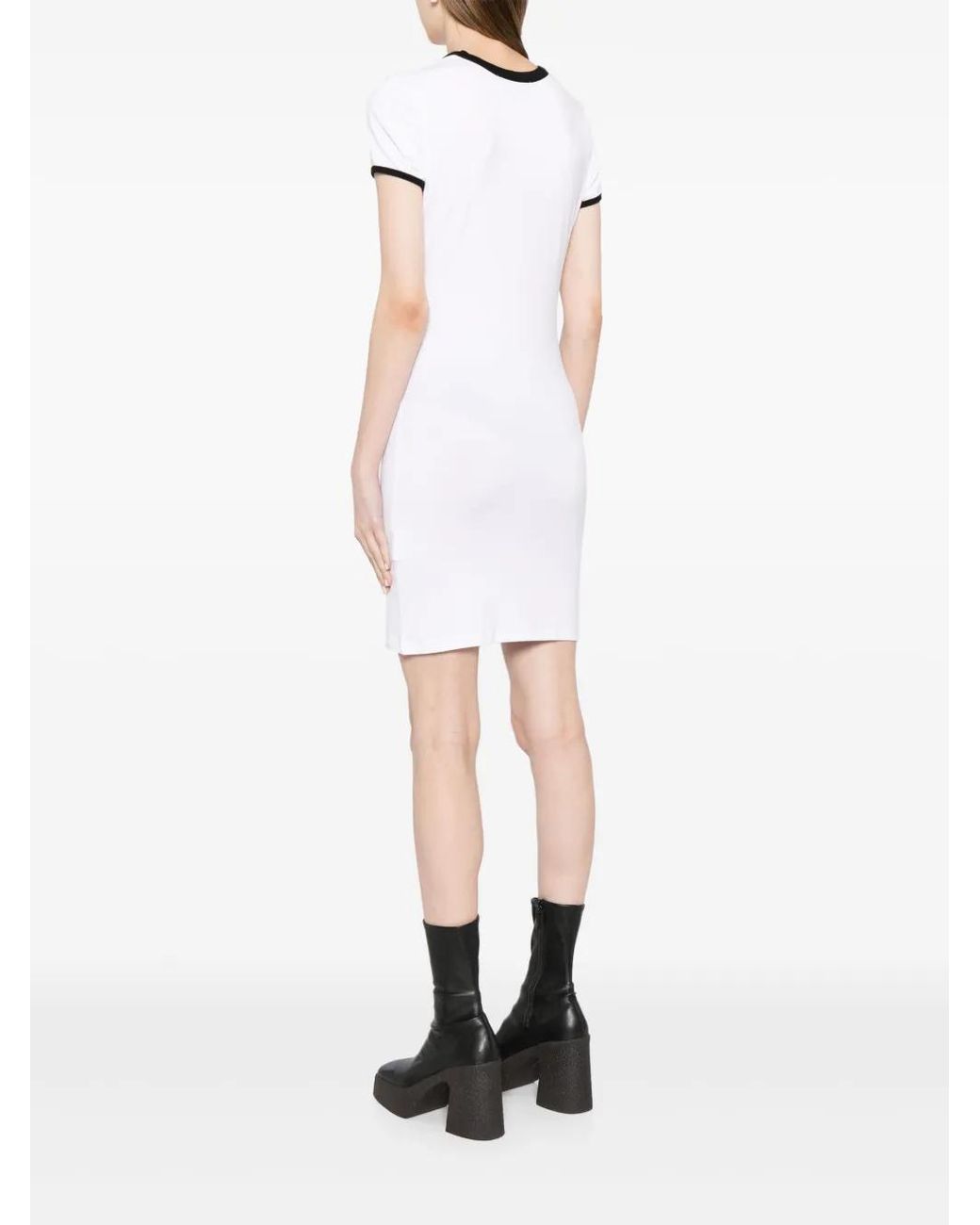 Ambush White Logo-Plaque Fine-Knit Minidress
