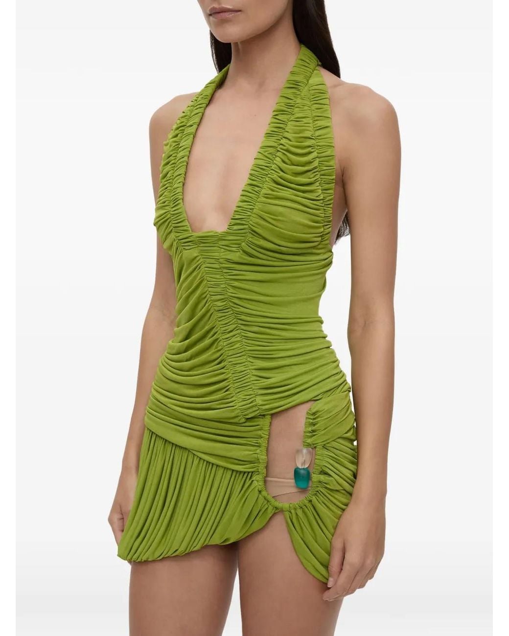 Christopher Esber Green Beach Glass Bubble Mini Dress