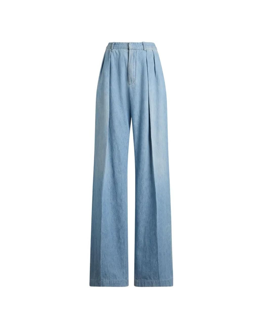Ralph Lauren Blue Livie Cotton Denim Trousers