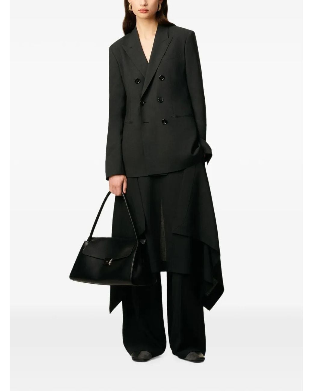 AMI Black Double-Breasted Wool Blazer
