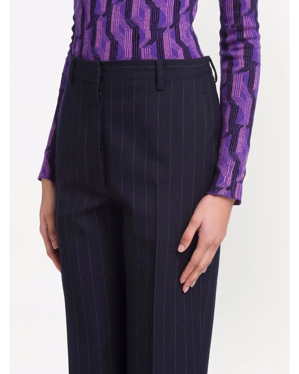 Prada Blue Pinstripe-Pattern Tailored Trousers