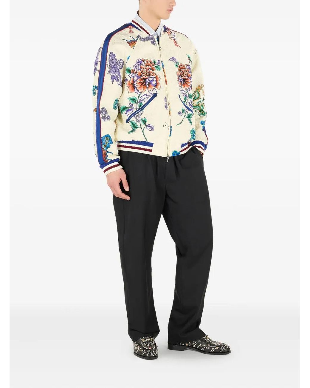 Roberto Cavalli White Quilted Bomber Jacket for men