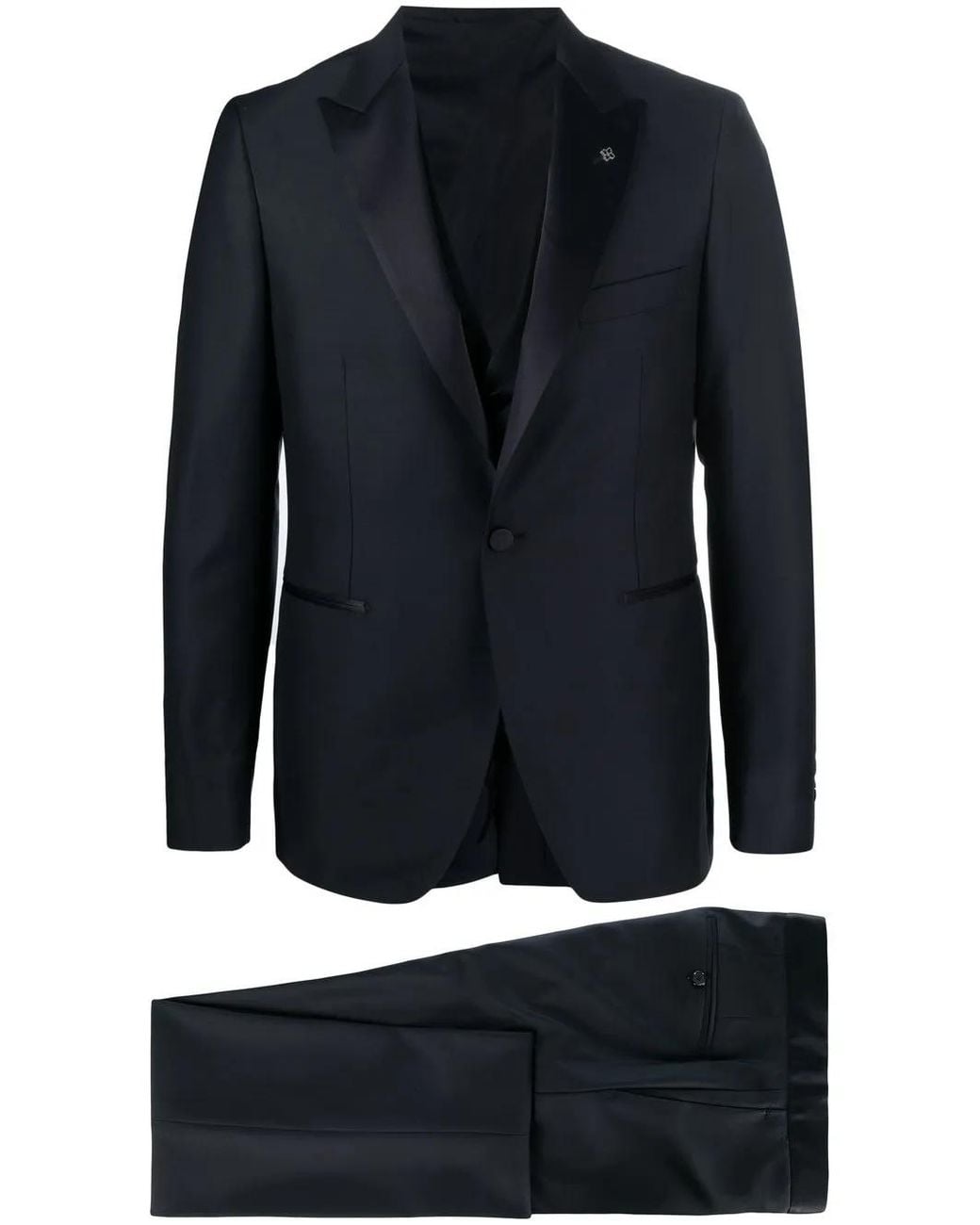 Tagliatore Blue Satin-Trim Three-Piece Tuxedo Suit for men