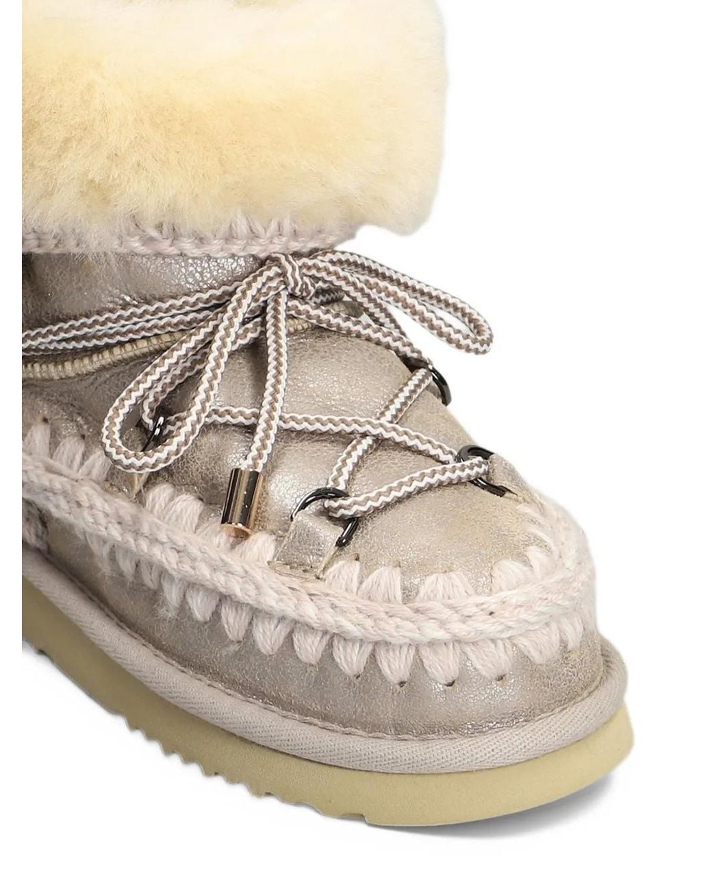 Mou White Eskimo 24 Shearling-Trim Lace-Up Boots