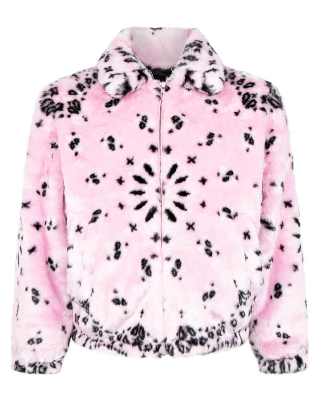 Supreme Women's Pink Bandana Faux Fur Bomber Jacket