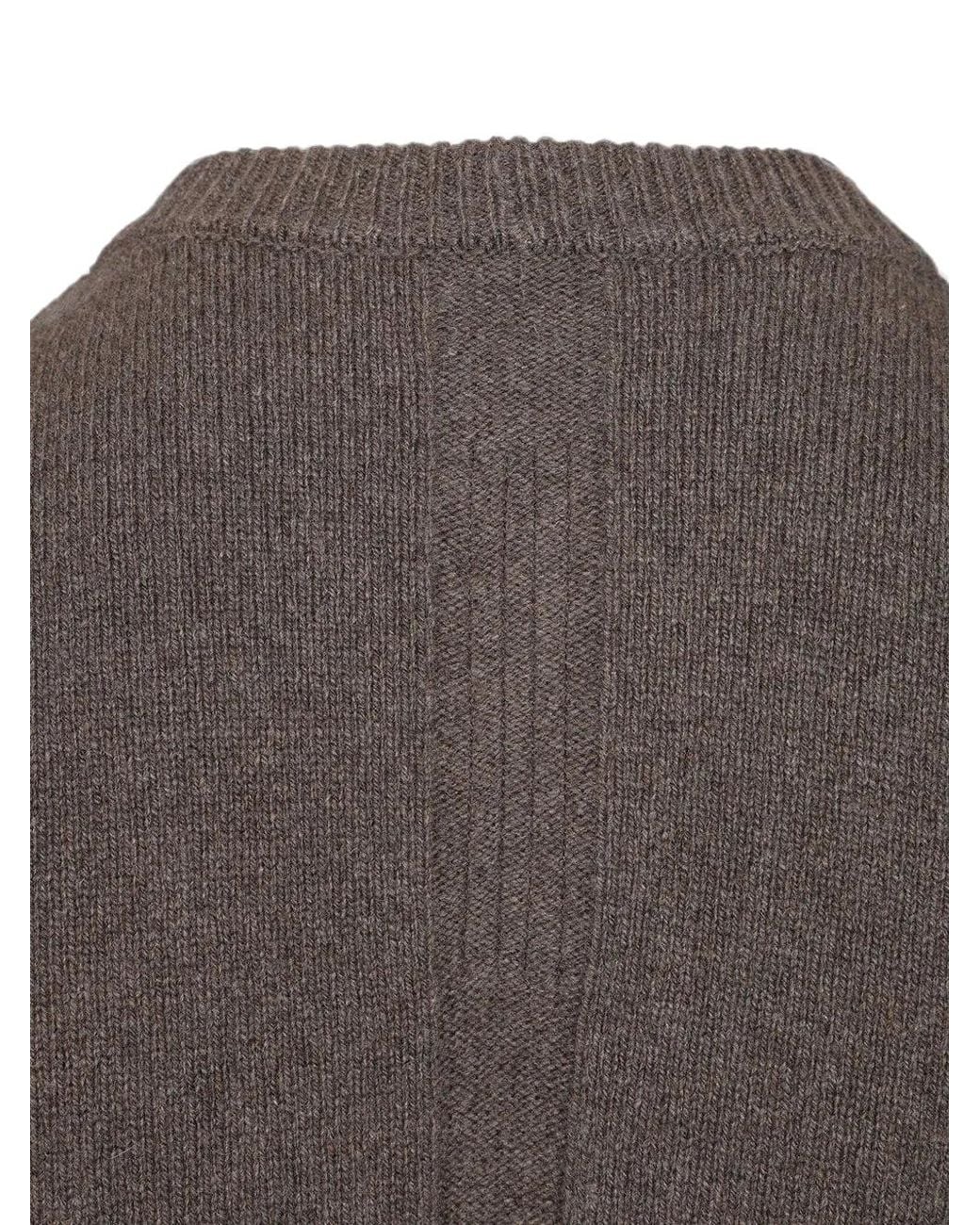 Rick Owens Gray Round-Neck Knitted Sweater for men