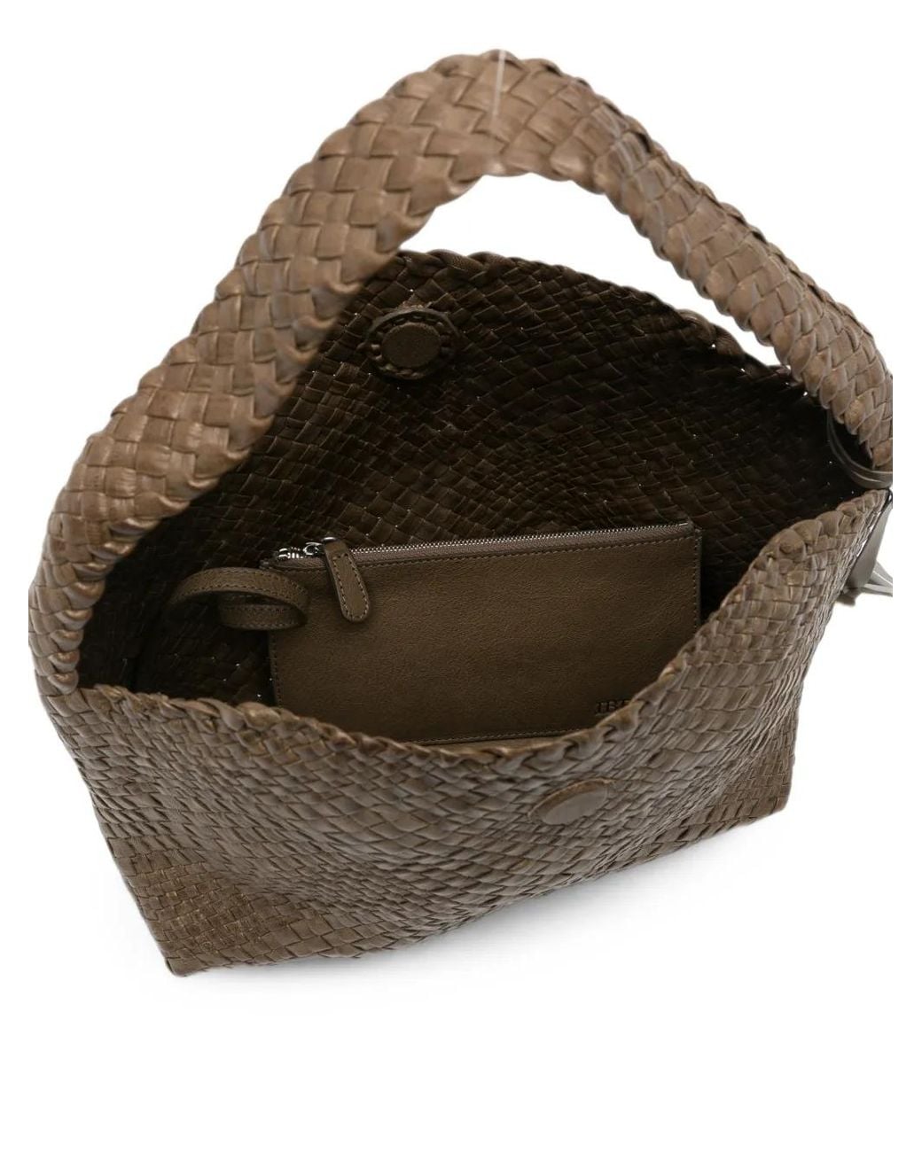 IBELIV Brown Aura Woven-Leather Tote Bag
