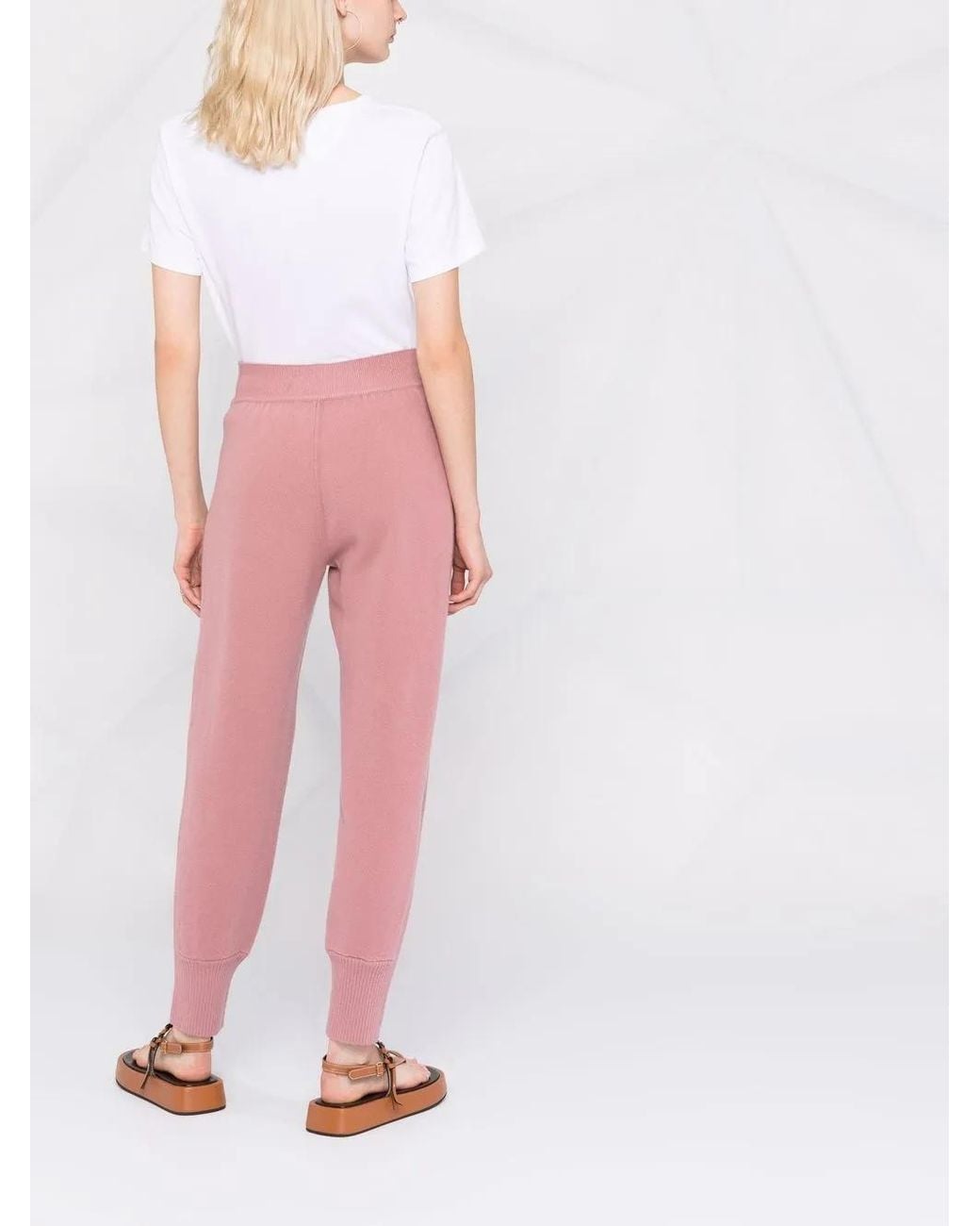 Alberta Ferretti Pink High-Rise Knitted Sweatpants