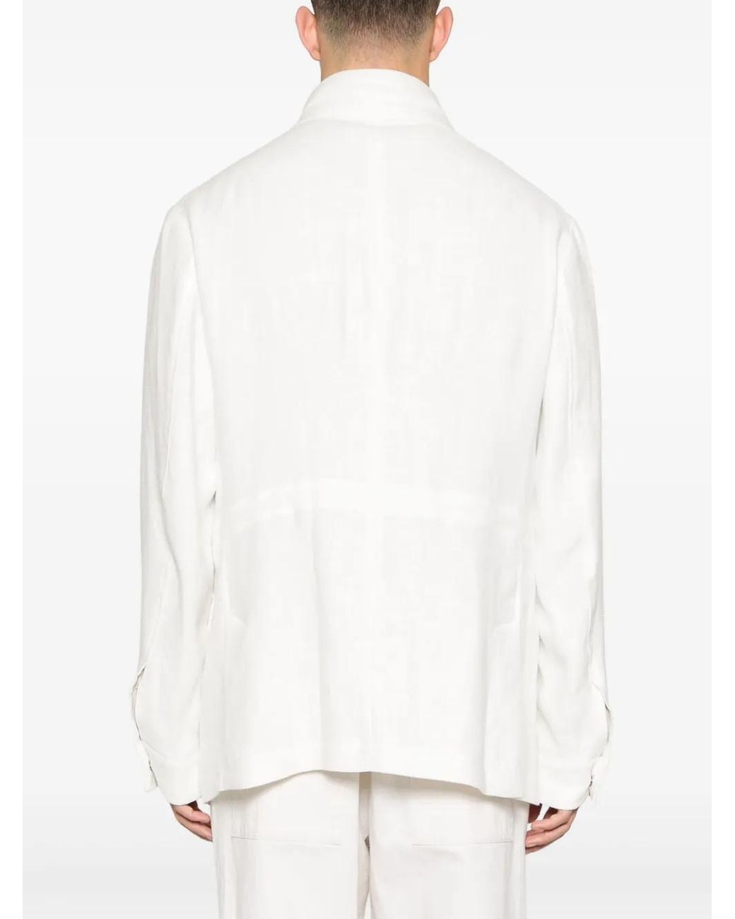 Eleventy White Linen Field Jacket for men