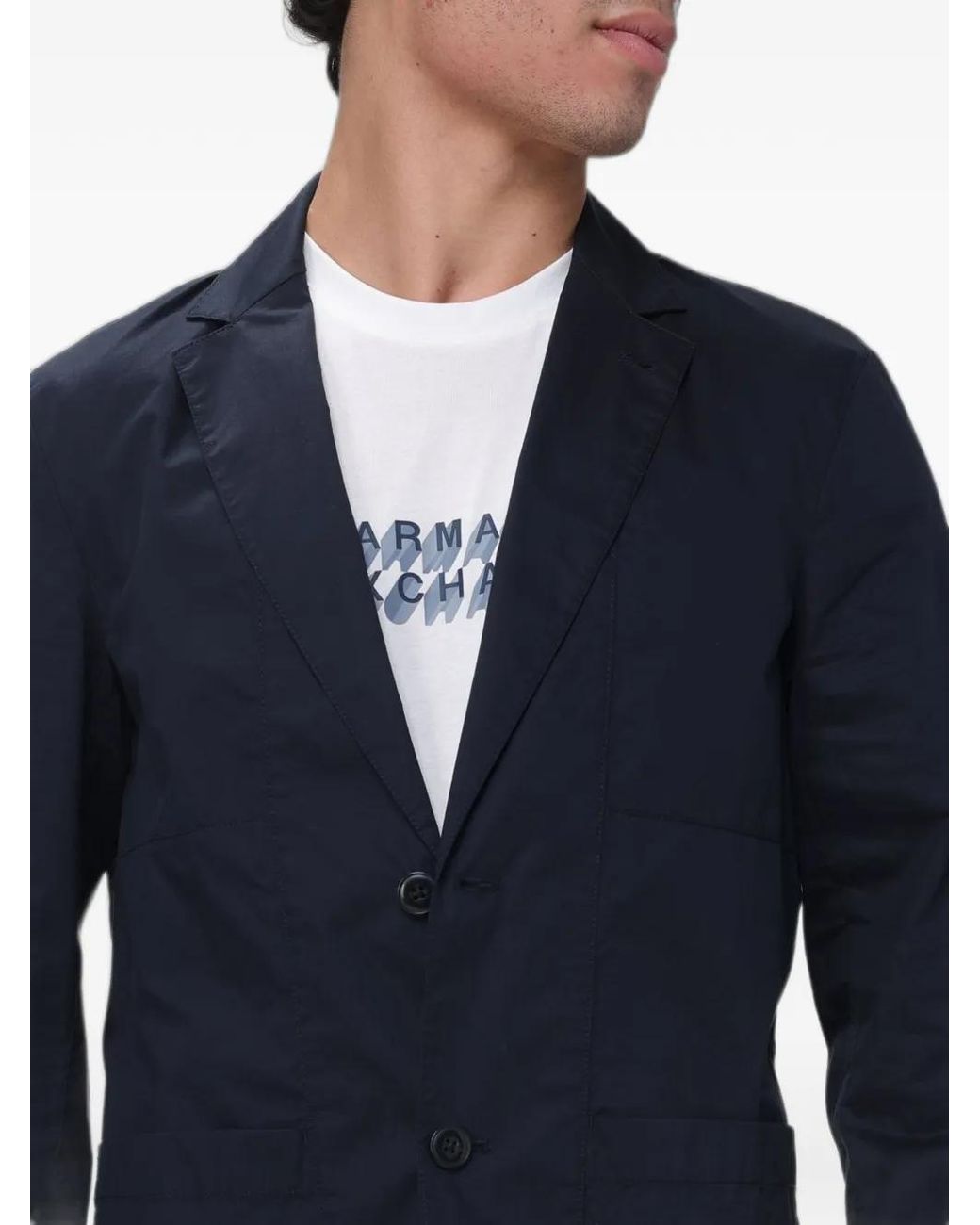ARMANI EXCHANGE Blue Cotton Twill Blazer for men