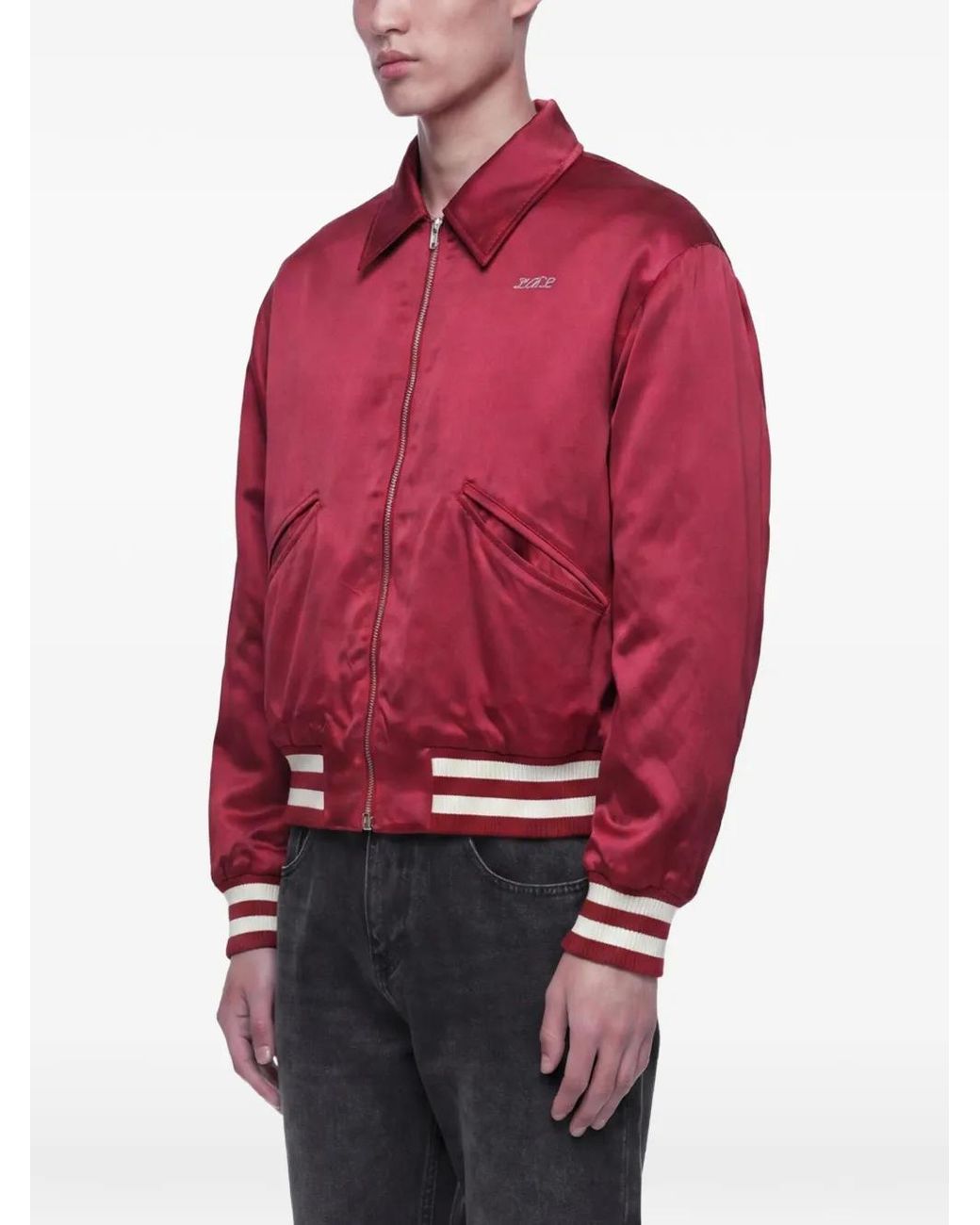 Second/Layer Aces Embroidered Satin Jacket for men