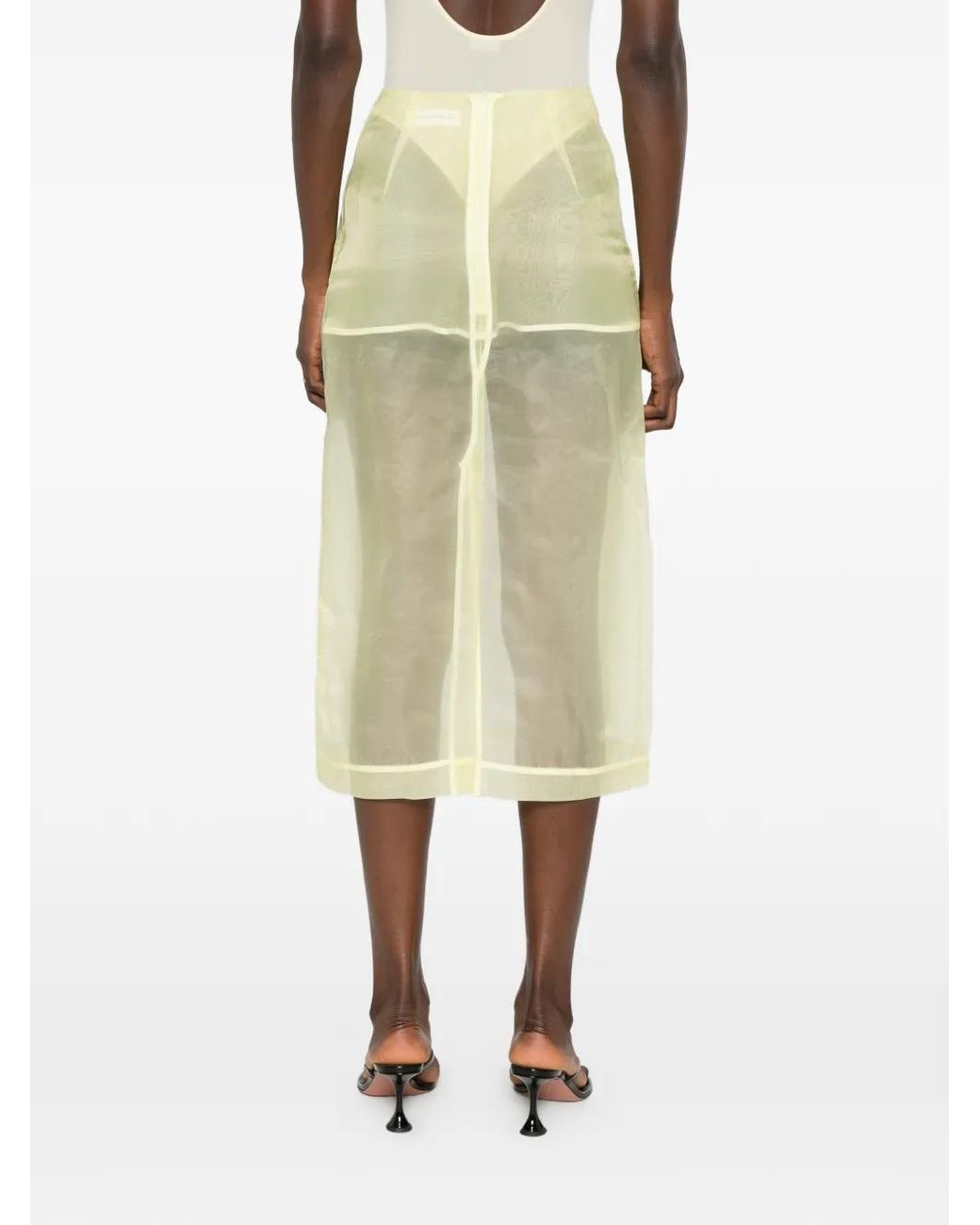 Frankie Shop Yellow Sheer Panelled Midi Skirt
