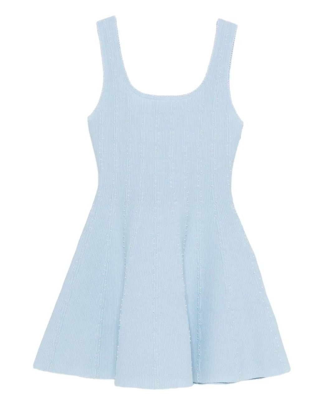 Sandro Gebreide Mini-Jurk Met Kralen in het Blue