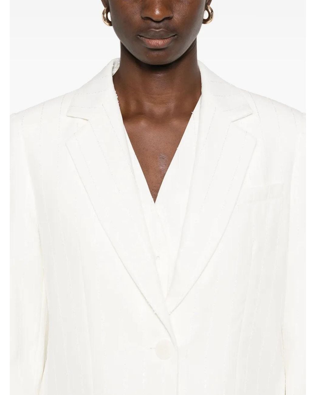 Sandro White Sequin-Embellished Blazer