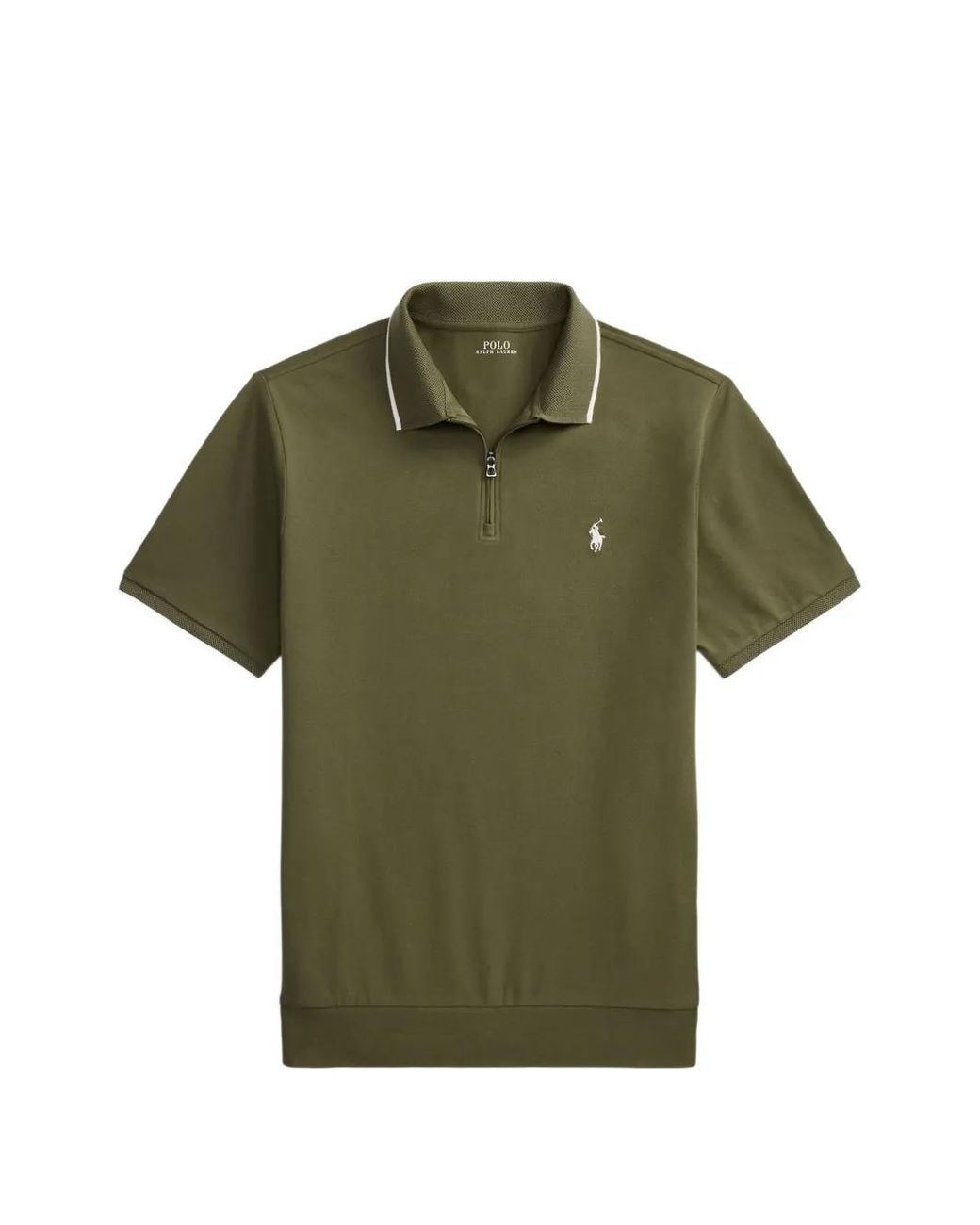 Polo Ralph Lauren Green Logo-Embroidered Zip-Up Polo Shirt for men