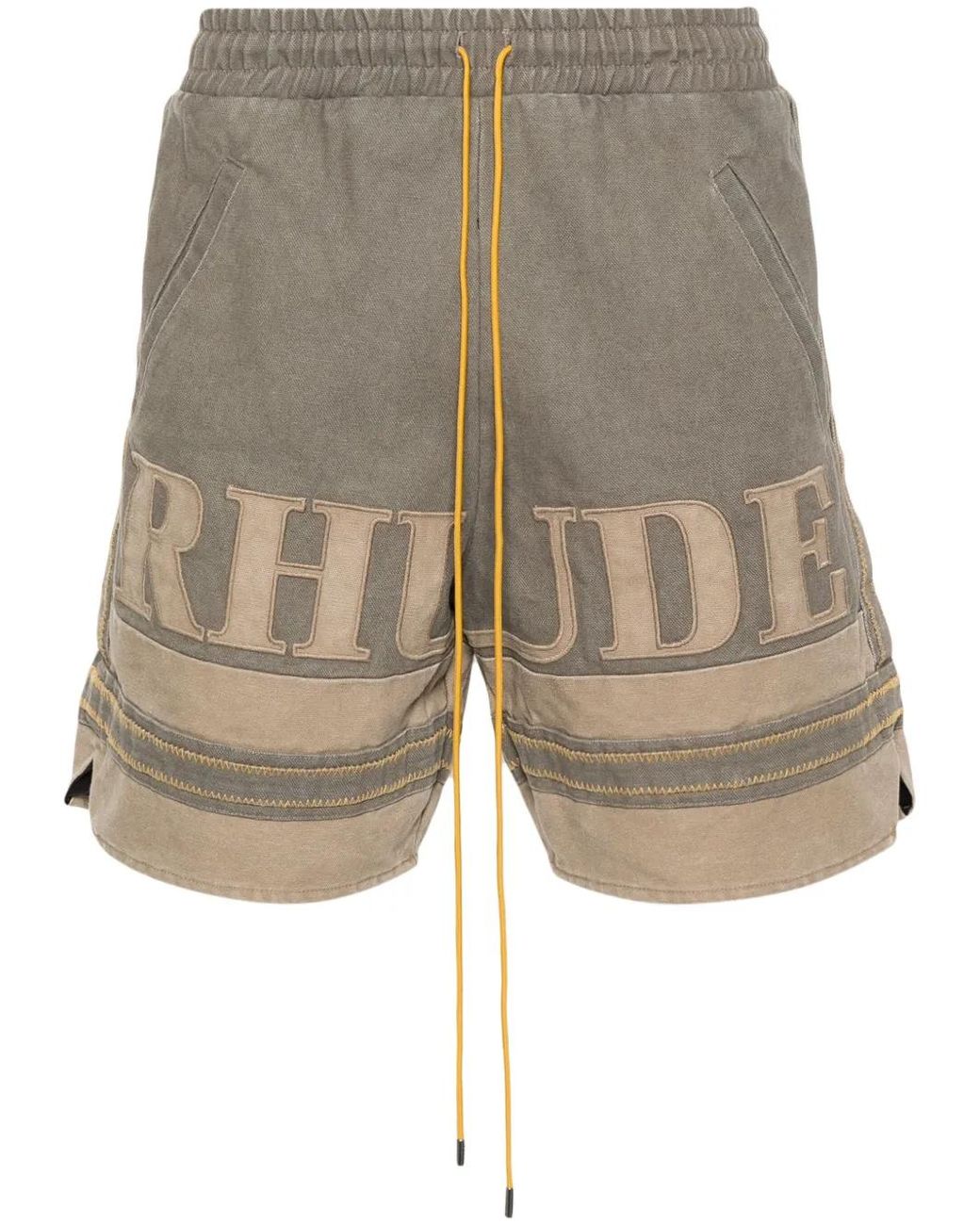 Rhude Natural Logo-Appliqué Cotton Shorts for men