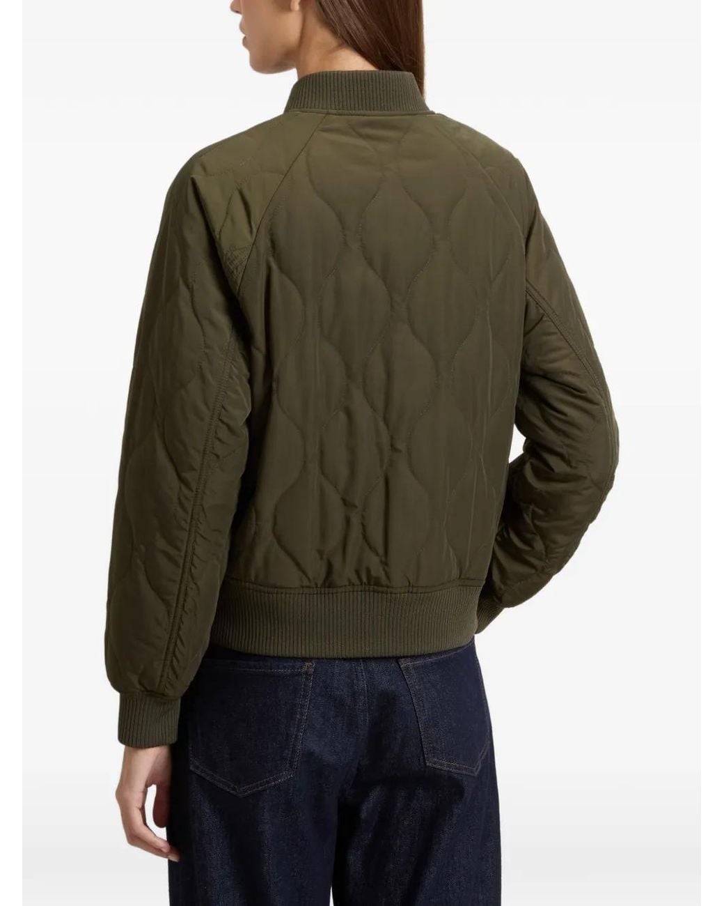 Woolrich Green Military Quilted-Finish Bomber Jacket