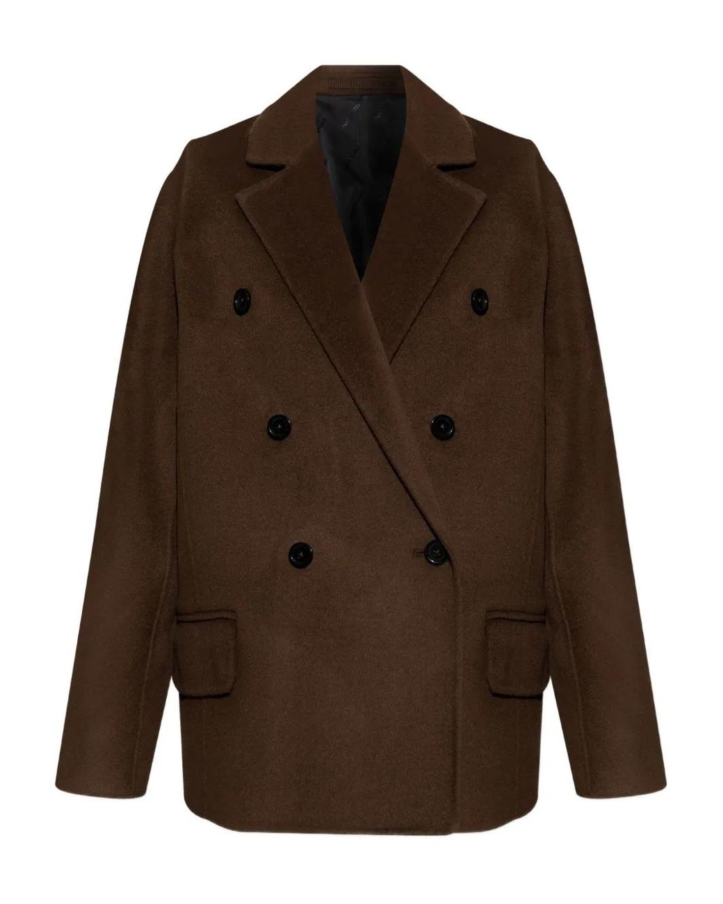 Stand Studio Brown Wool-Blend Double-Breasted Jacket