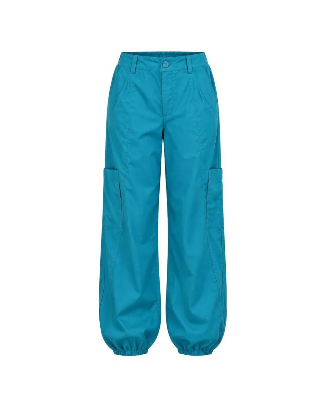 Kaos Blue Pocket-Detail Elasticated-Cuff Cargo Pants