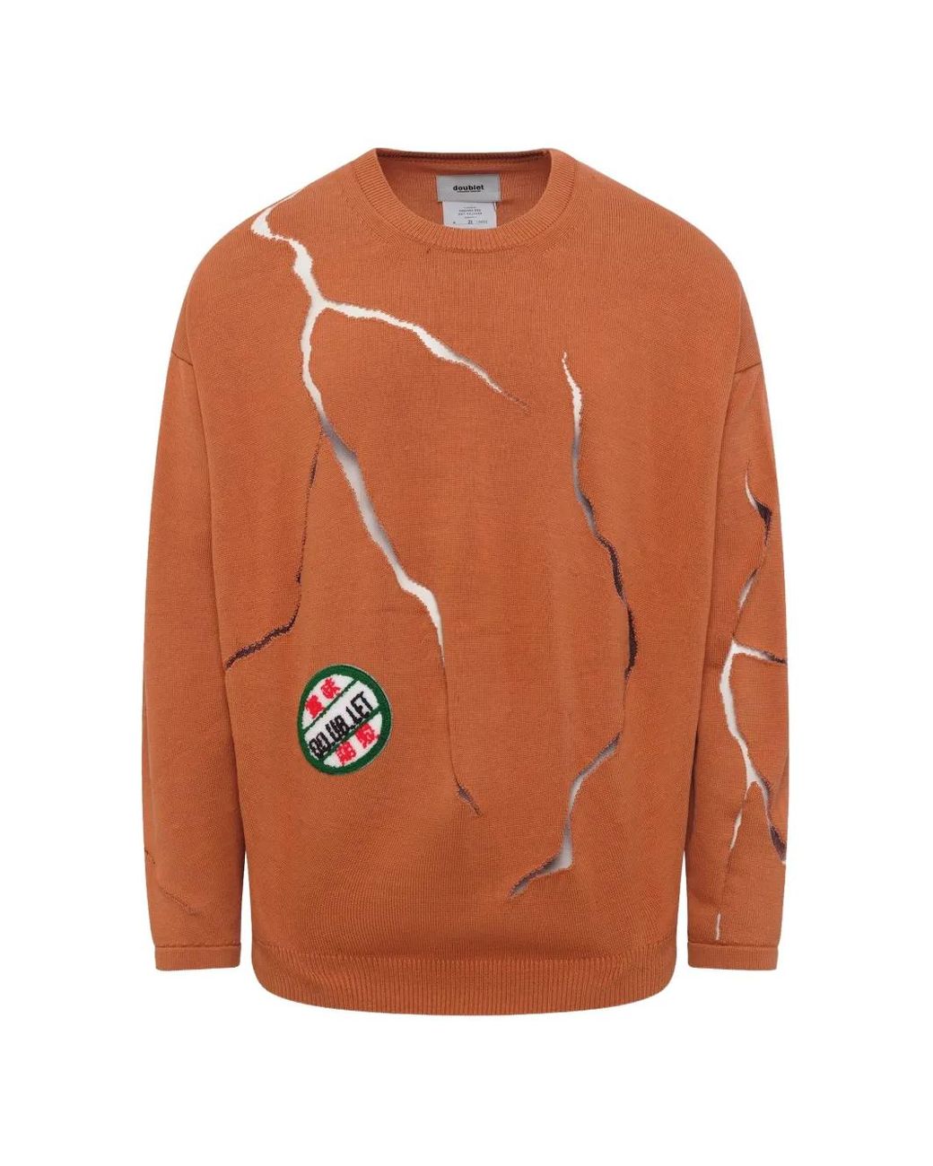 Doublet Orange Cracked-Egg-Design Sweater for men