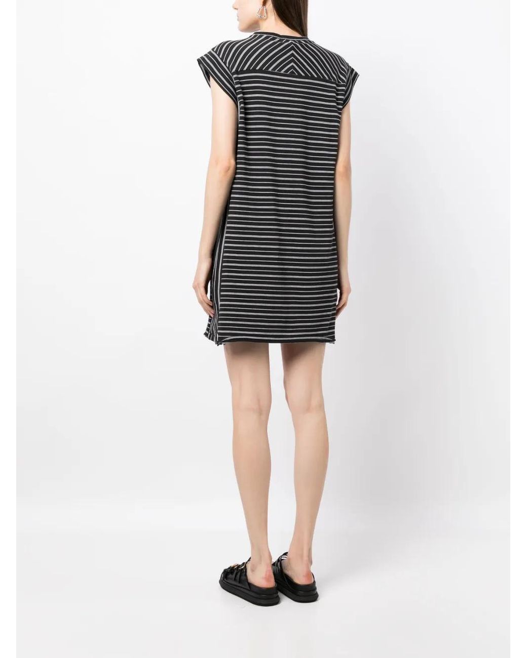 Rag & Bone Black Stripe-Print Organic-Cotton Dress