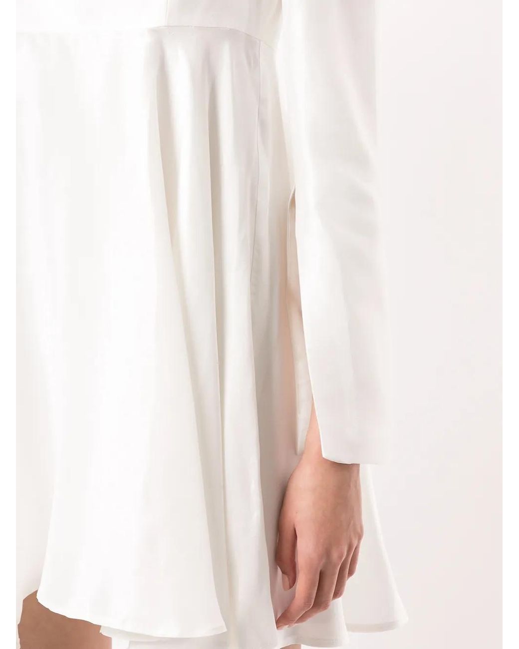 Macgraw White Puff-Shoulder Flared Dress