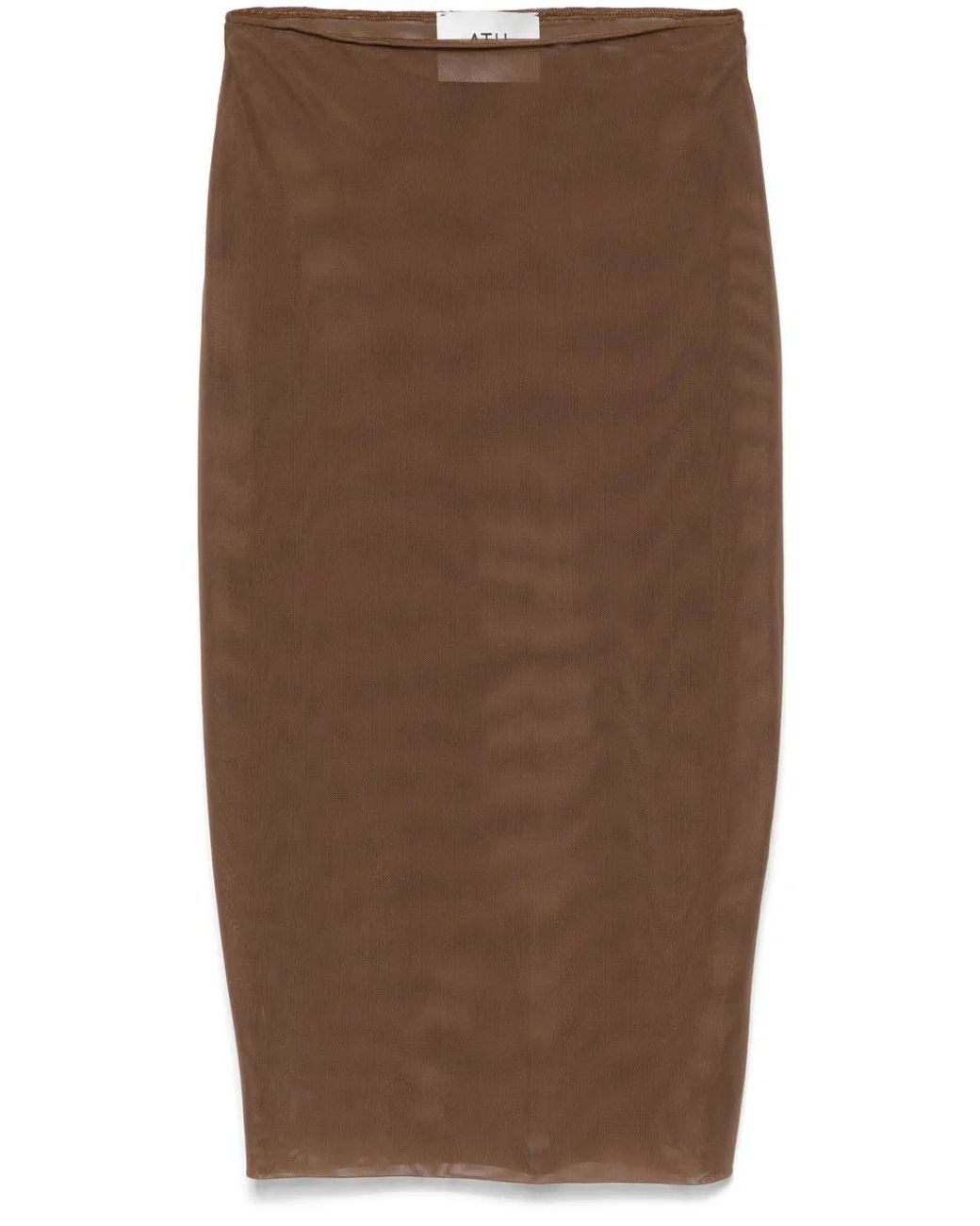 Atu Body Couture Brown Mesh-Design Midi Skirt