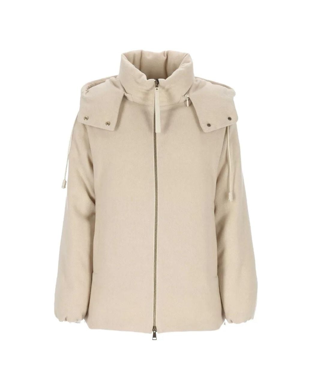 Moncler Natural Vivante Hooded Wool & Cashmere Short Down Jacket