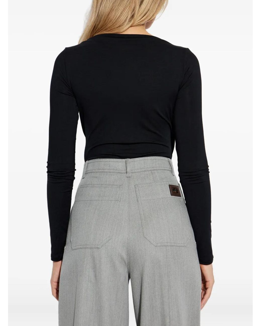 Max Mara Black Cicladi Wrap-Style Bodysuit