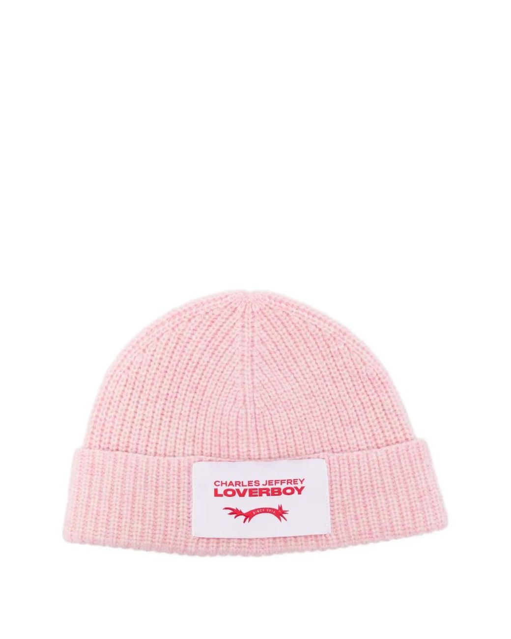 Charles Jeffrey Pink Logo-Patch Beanie Hat