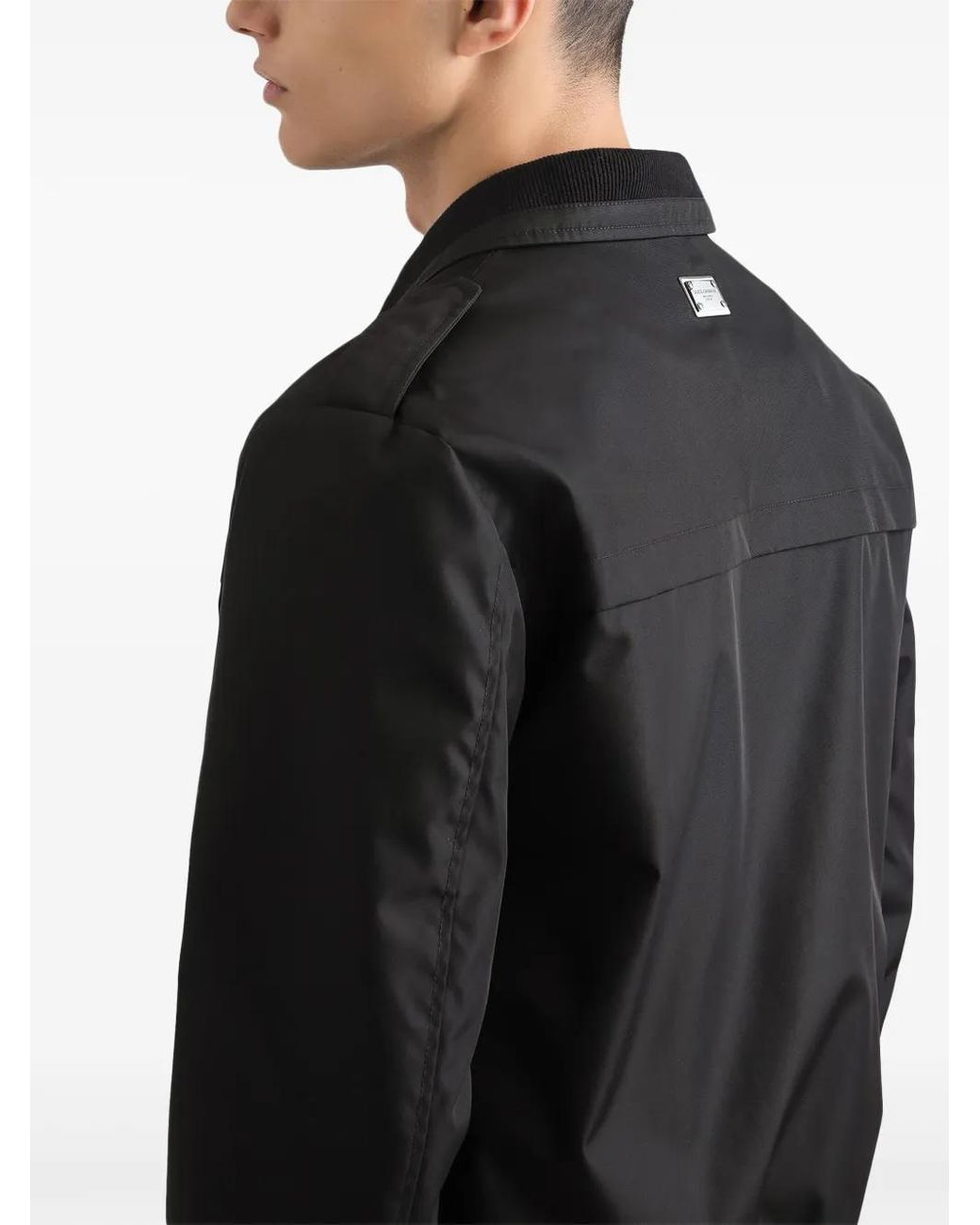 Dolce & Gabbana Black Logo-Plaque Bomber Jacket for men