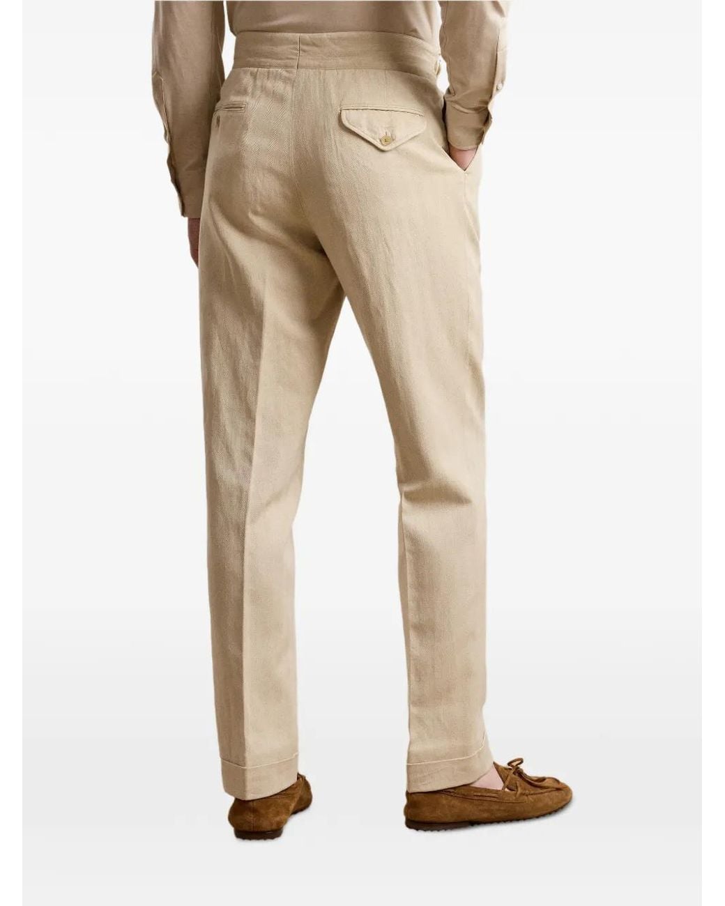 Ralph Lauren Natural Double-Pleated Trousers for men