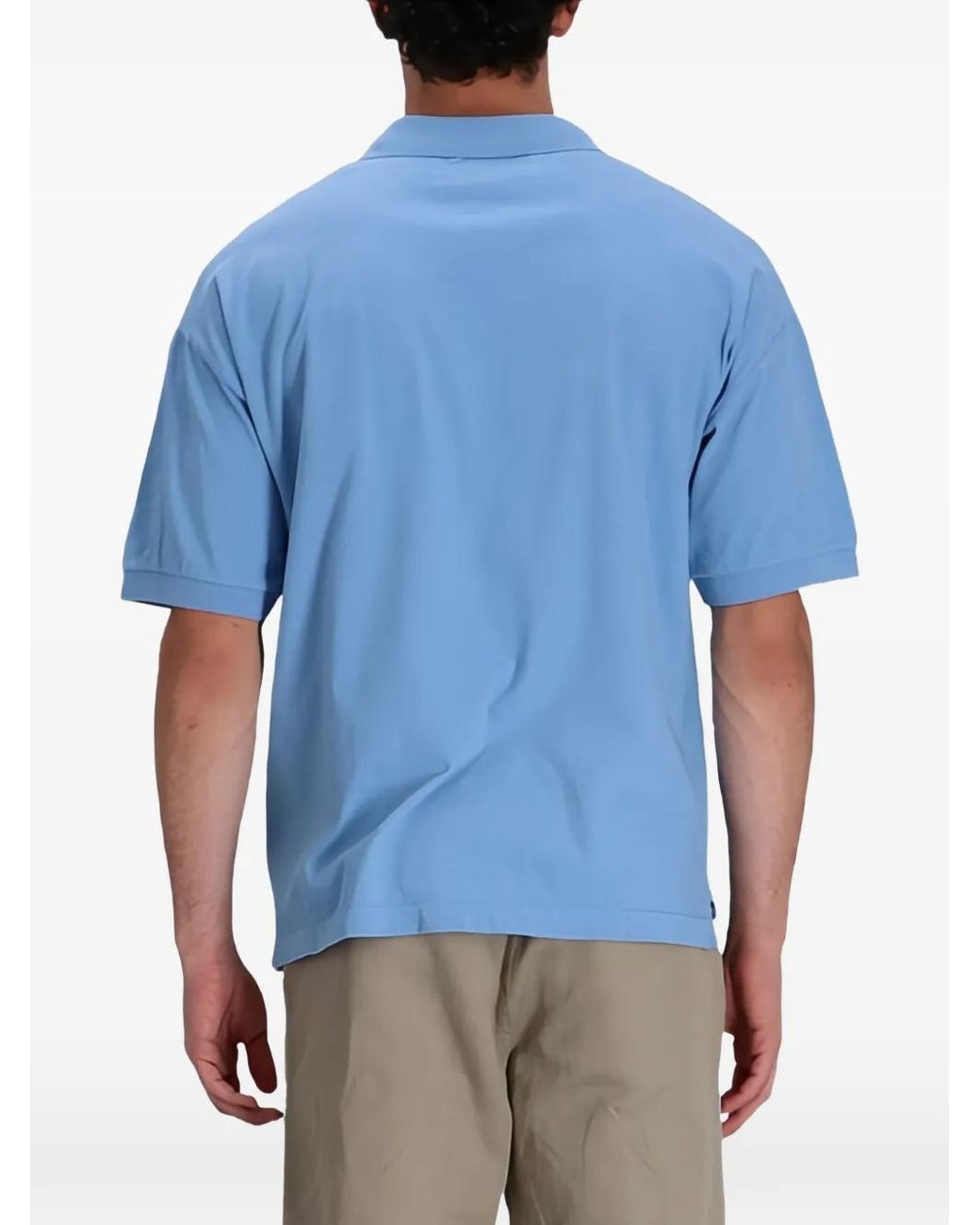 C P Company Blue Logo-Embroidered Polo Shirt for men