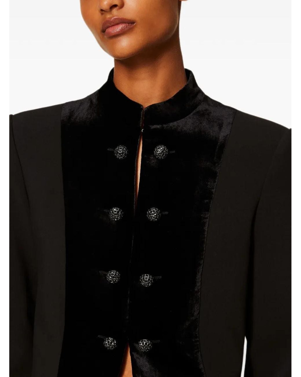 Twinset Black Veste Spencer En Crêpe Et Velours
