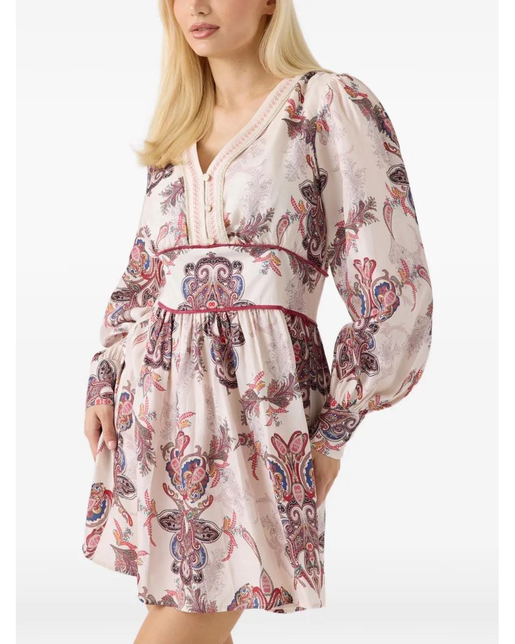 Guess Pink Catherine Paisley-Print Flare Mini Dress