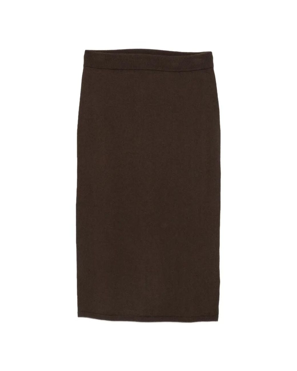 Marc O' Polo Brown Ribbed-Knit Slit-Detail Midi Skirt